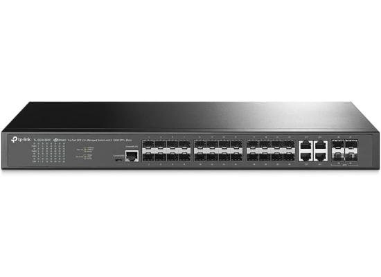 TP-Link Omada SG3428XF 24-Port SFP L2+ Managed Switch with 4 10GE SFP+ Slots, 20x Gigabit SFP Ports, 4x Gigabit SFP/RJ45 Combo Ports, 4x 10G SFP+ Slots, 1x RJ45 Console Port, Black